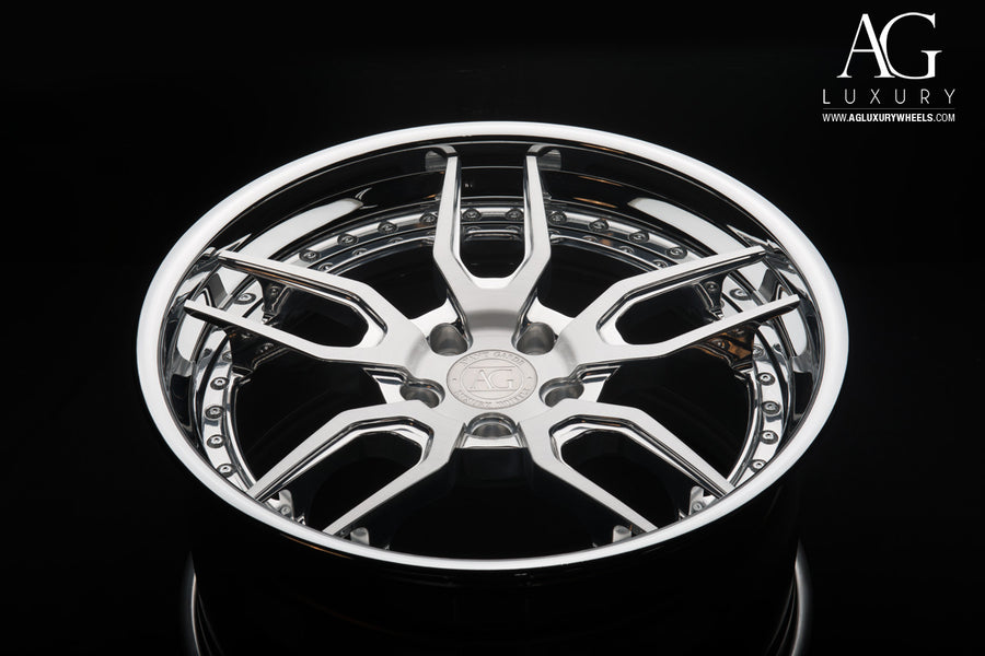 AG Luxury AGL26 brushed polished chrome 3-piece forged wheel