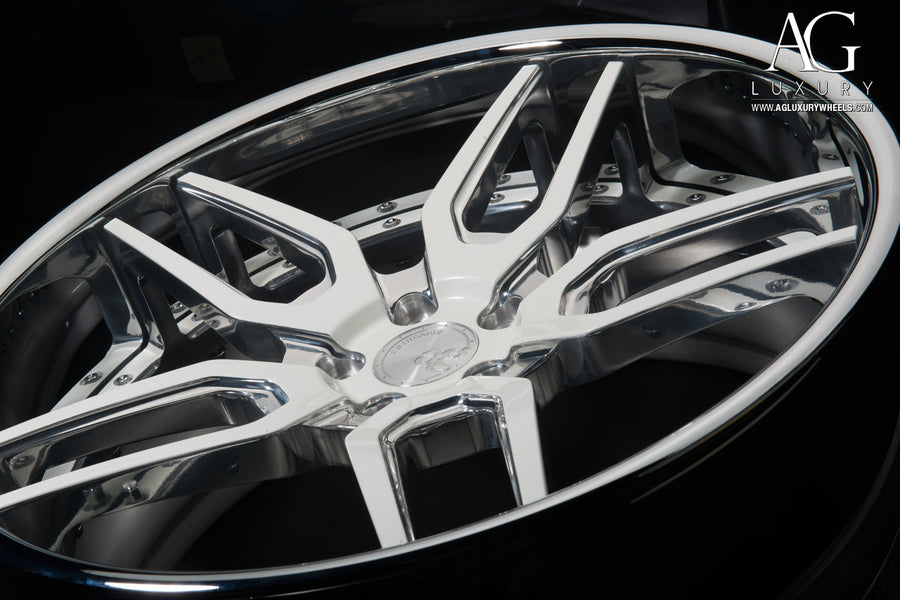 AG Luxury AGL26 polished chrome gloss white forged wheel