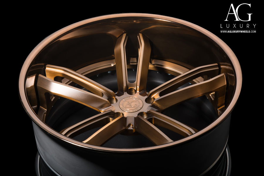 AG Luxury AGL27 brushed polished bronze duo-block forged wheel