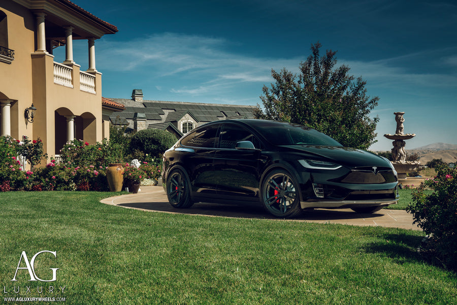Tesla Model X on AG Luxury AGL27 forged wheels in matte black finish