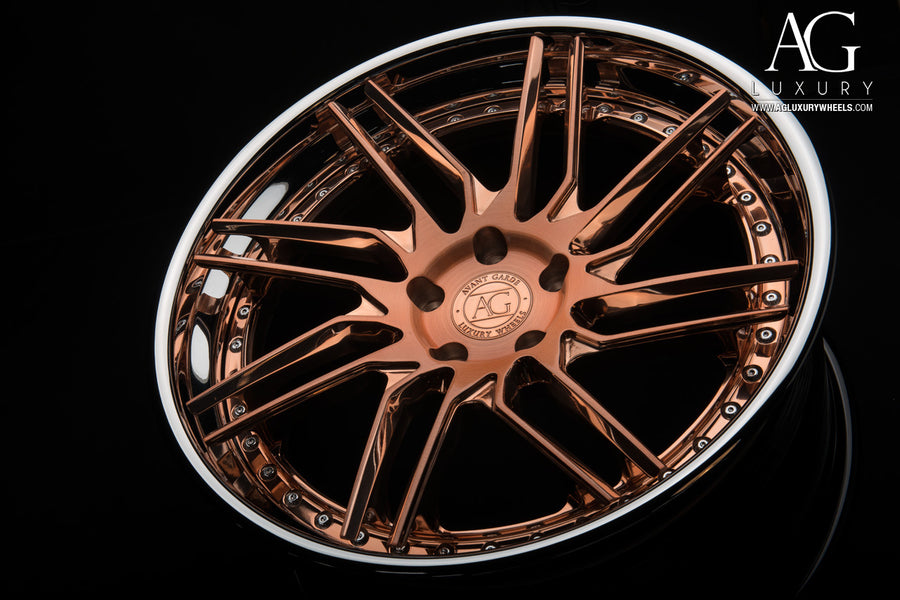 AG Luxury AGL28 brushed polished chrome 3-piece forged wheel