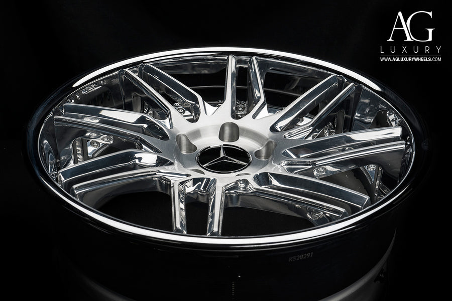 AG Luxury AGL28 brushed polished chrome forged wheel