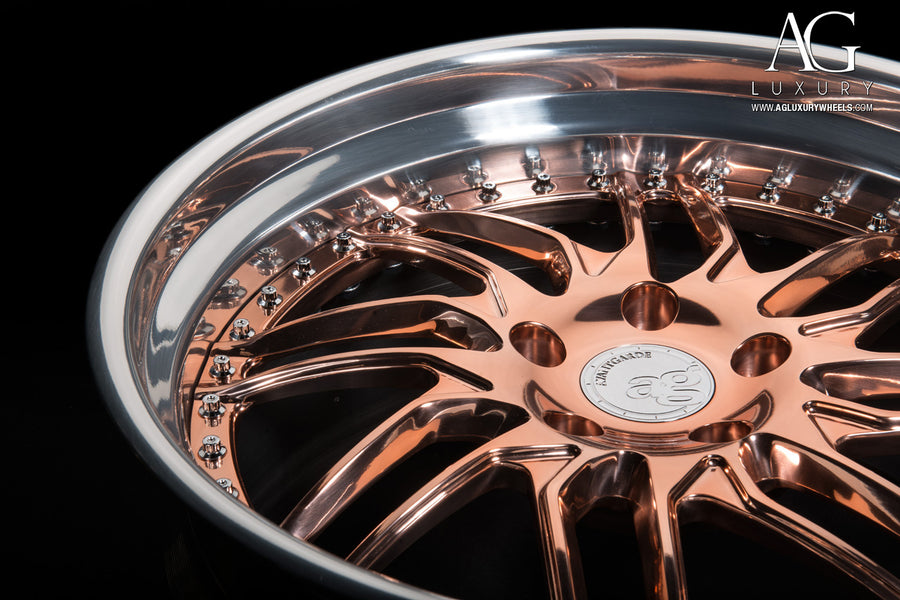 AG Luxury AGL28 polished rose gold forged wheel
