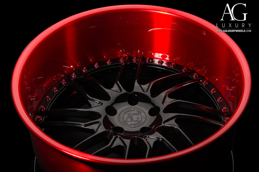 AG Luxury AGL28 brushed gloss black candy forged wheel