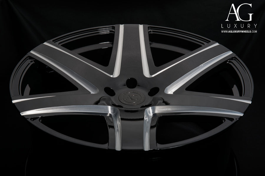AG Luxury AGL34 brushed gloss black monoblock forged wheel - view 2