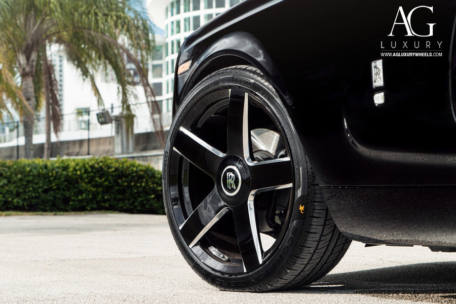 Rolls-Royce Phantom Drophead Coupe on AG Luxury AGL38-RR forged wheels in polished / gloss black finish - view 3