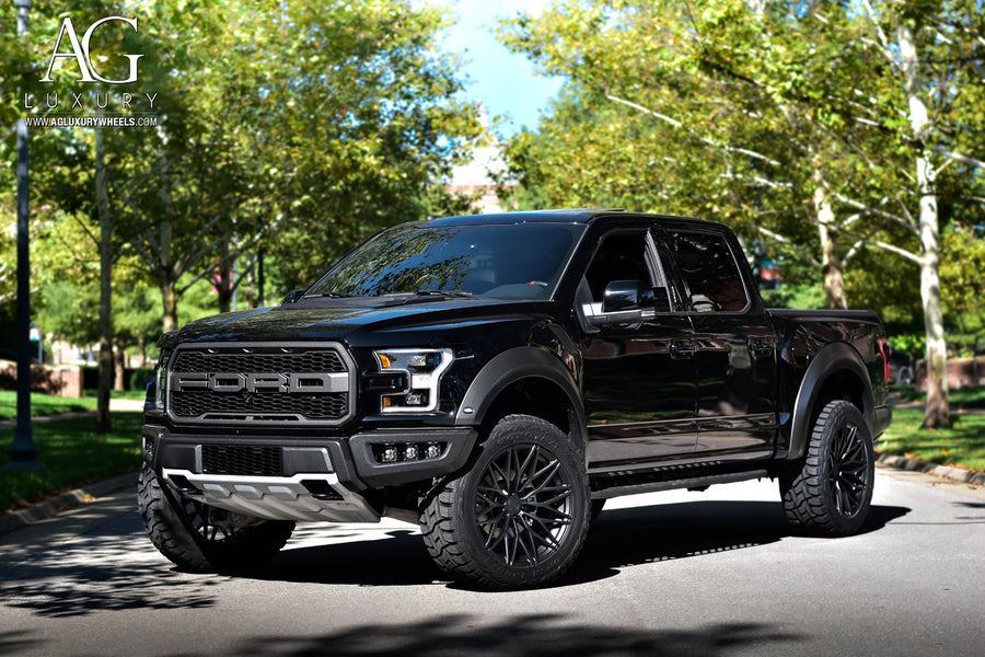 Ford Raptor on AG Luxury AGL40 forged wheels in matte black finish