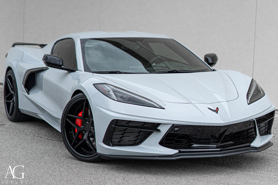 Chevrolet C8 Corvette on AG Luxury AGL42 forged wheels in gloss black finish