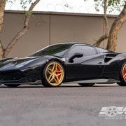Ferrari 488 on AG Luxury AGL42 forged wheels in brushed / gold finish