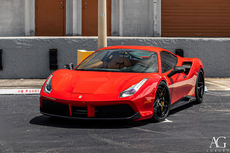 Ferrari 488 on AG Luxury AGL42 forged wheels in gloss black finish