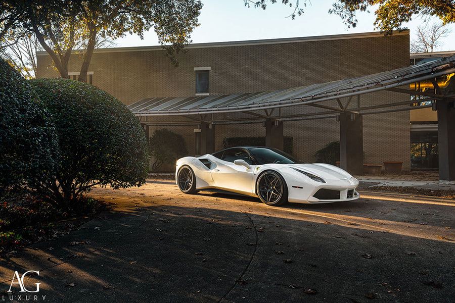 Ferrari 488 on AG Luxury AGL42 forged wheels in matte black finish