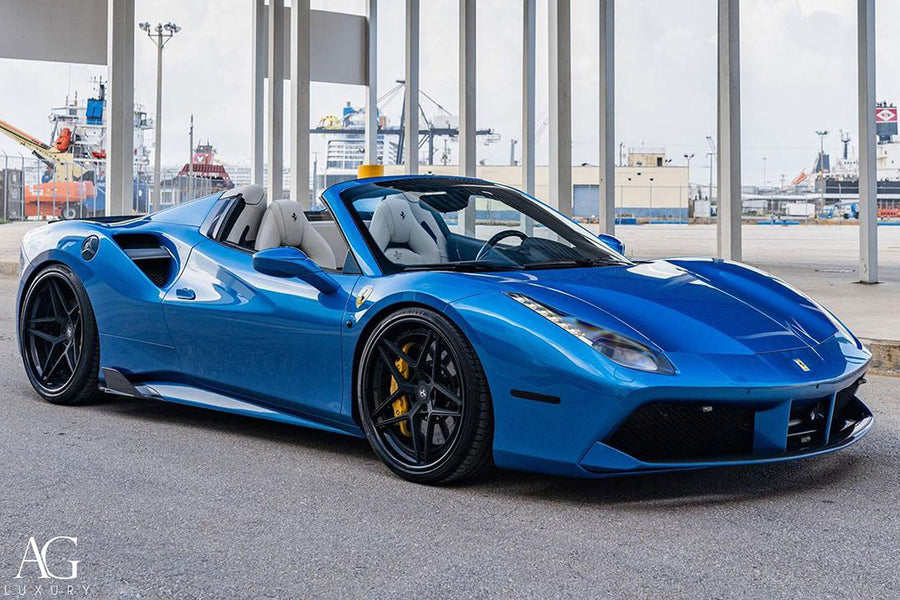 Ferrari 488 on AG Luxury AGL42 forged wheels in matte black finish