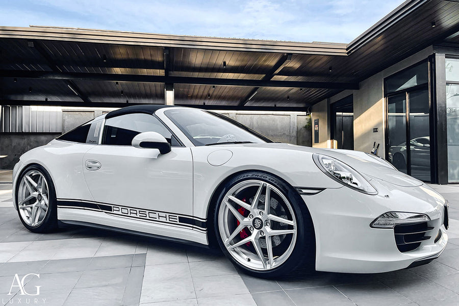 Porsche 911 Targa 992 on AG Luxury AGL42 forged wheels in brushed finish