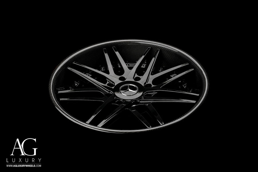 AG Luxury AGL44 gloss black carbon fiber duo-block forged wheel