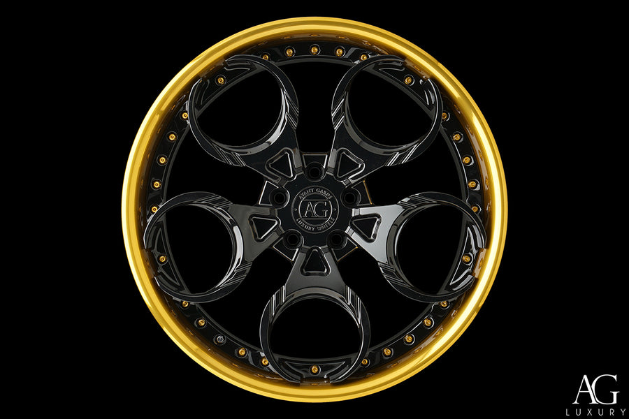 AG Luxury AGL46 polished gloss black gold forged wheel