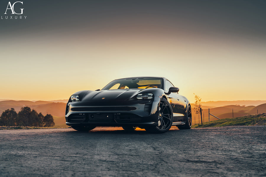 Porsche Taycan on AG Luxury AGL47 forged wheels in matte black finish