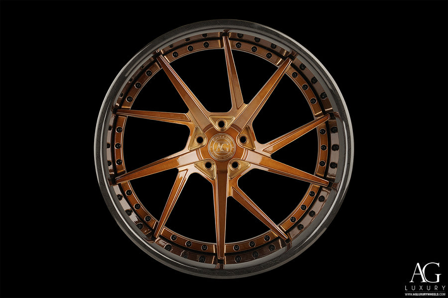 AG Luxury AGL52 polished copper carbon fiber forged wheel
