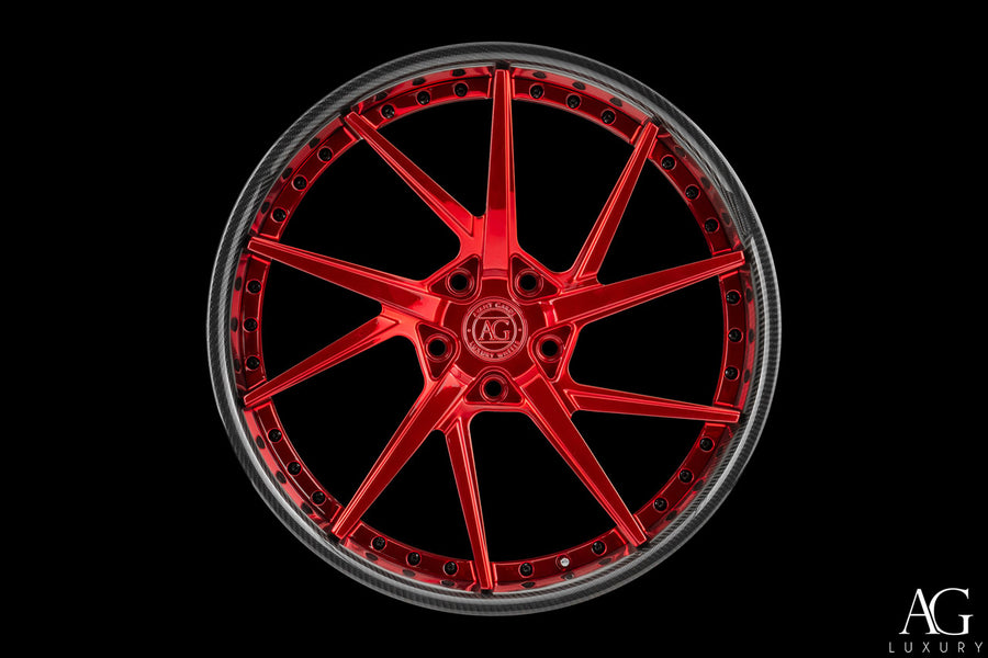 AG Luxury AGL52 polished carbon fiber candy duo-block forged wheel