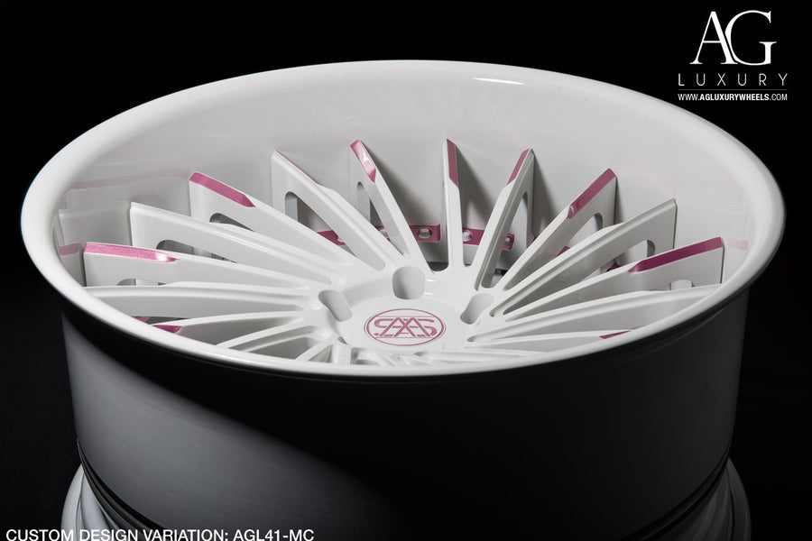 AG Luxury AGL54 gloss white duo-block forged wheel