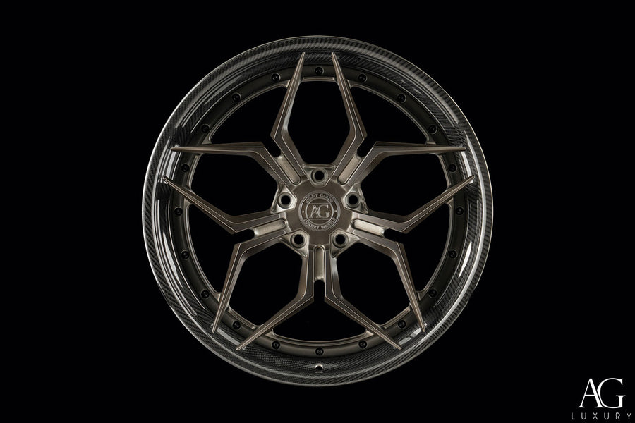 AG Luxury AGL56 brushed carbon fiber candy 3-piece forged wheel