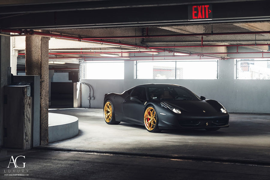 Ferrari 458 on AG Luxury AGL56 forged wheels in polished / gold finish