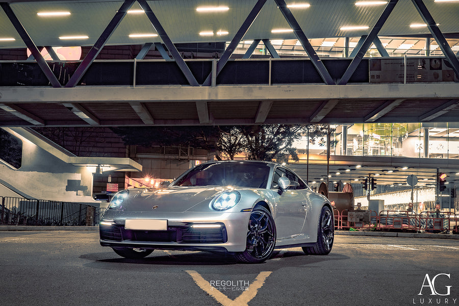 Porsche 992 on AG Luxury AGL56 forged wheels in polished / chrome finish