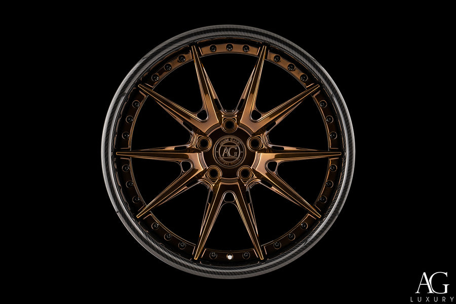 AG Luxury AGL59 polished bronze carbon fiber duo-block forged wheel