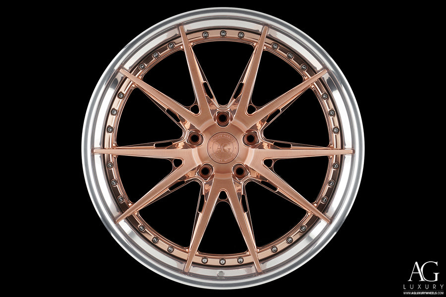 AG Luxury AGL59 brushed polished copper 3-piece forged wheel