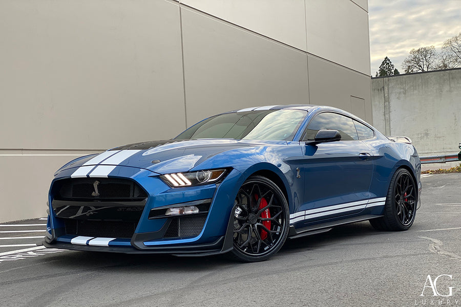 Ford Mustang Shelby GT500 on AG Luxury AGL61 forged wheels in gloss black / carbon fiber finish
