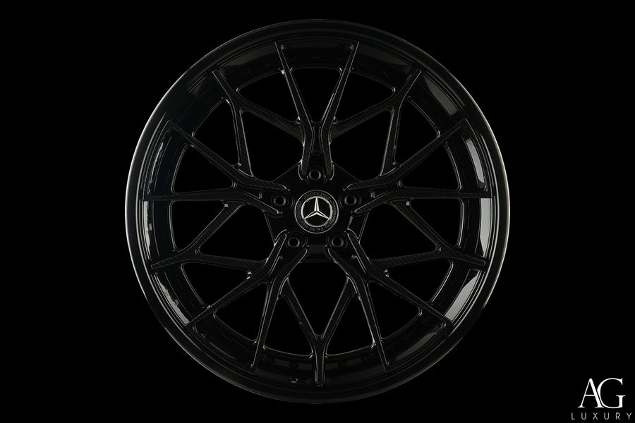 AG Luxury AGL66 gloss black carbon fiber 3-piece forged wheel