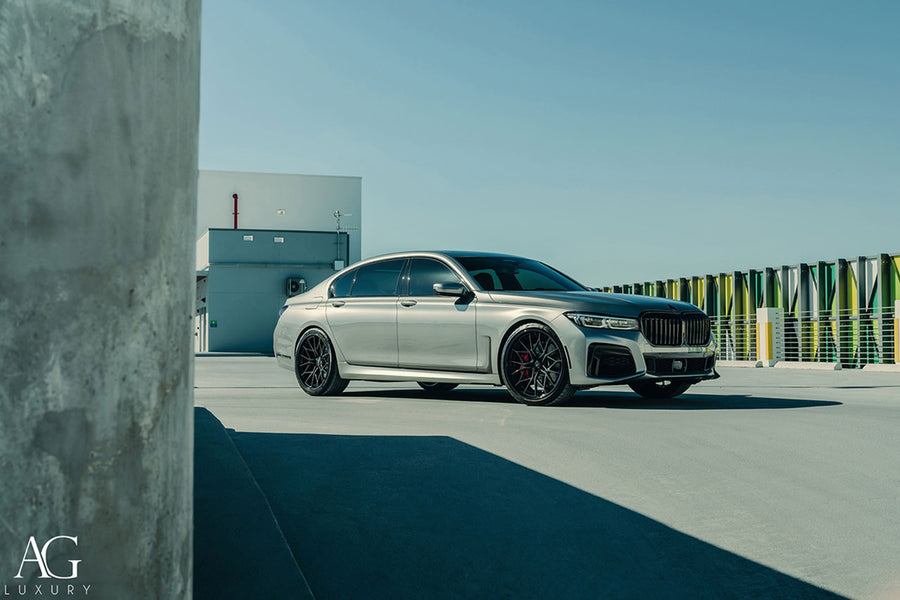 BMW 750i on AG Luxury AGL66 forged wheels in gloss black / carbon fiber finish