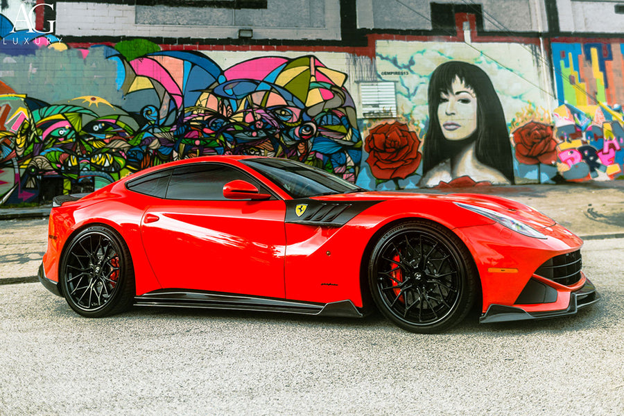 Ferrari F12 on AG Luxury AGL66 forged wheels in gloss black / carbon fiber finish