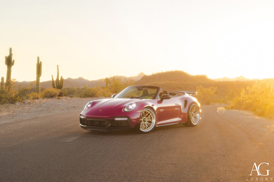 Porsche 992 911 Turbo S on AG Luxury AGL67 forged wheels in brushed / champagne finish