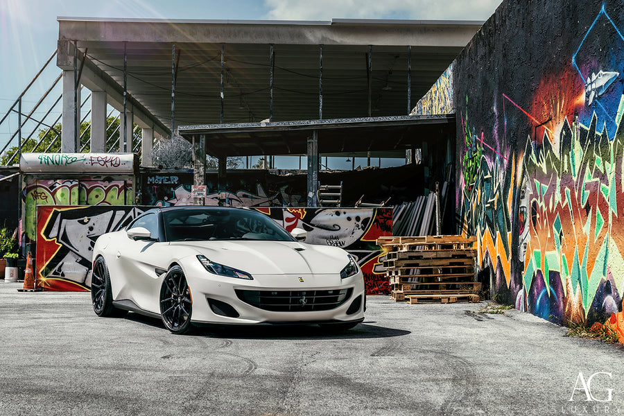 Ferrari Portofino on AG Luxury AGL68 forged wheels in gloss black finish