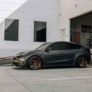 Tesla Model Y Adro Lip Kit on AG Luxury AGL68 forged wheels in bronze finish - view 2