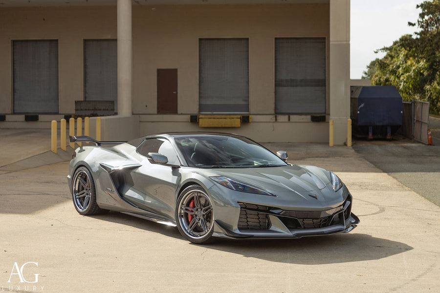 Chevrolet Corvette Z06 C8 on AG Luxury AGL69 forged wheels in brushed / chrome finish