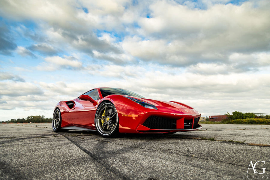 Ferrari 488 on AG Luxury AGL69 forged wheels in brushed / grigio finish