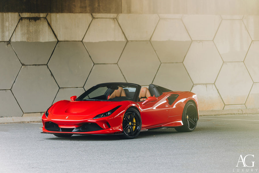 Ferrari F8 Spyder on AG Luxury AGL69 forged wheels in matte black finish