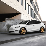 Tesla Model Y on AG Luxury AGL72 forged wheels in brushed / champagne finish
