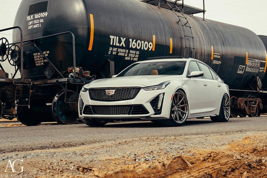 Cadillac CT5 V Blackwing on AG Luxury AGL74 forged wheels in brushed / polished finish