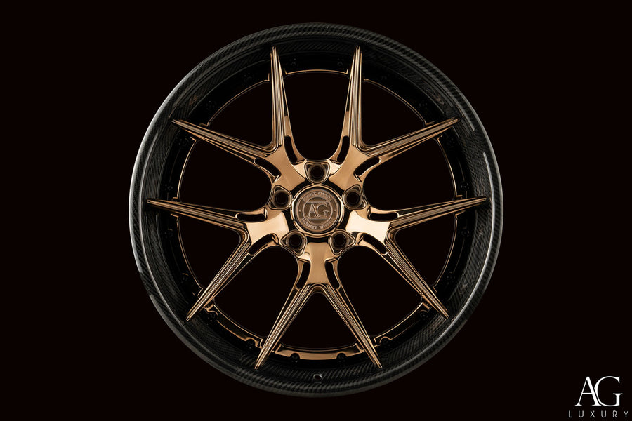 AG Luxury AGL75 polished bronze carbon fiber forged wheel