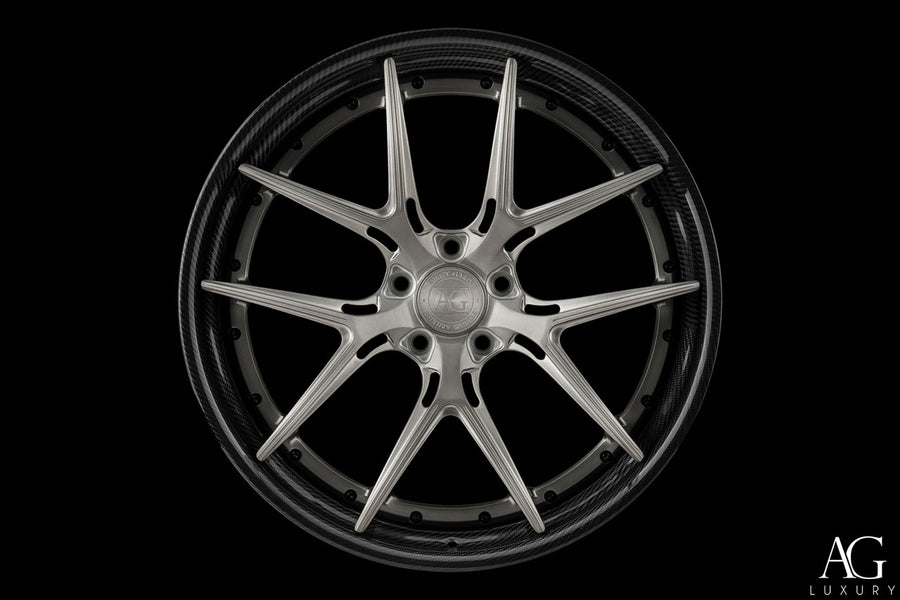 AG Luxury AGL75 brushed double dark tint carbon fiber forged wheel