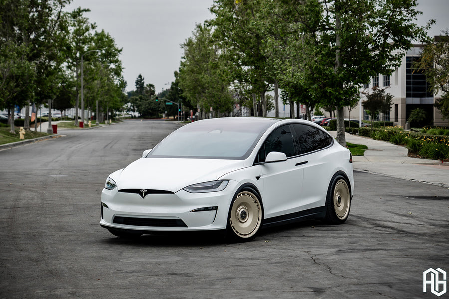 Tesla Model X on AG Luxury AGL78 forged wheels in gold finish