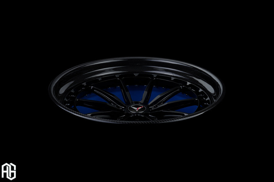 AG Luxury AGL84 gloss black carbon fiber forged wheel - view 3