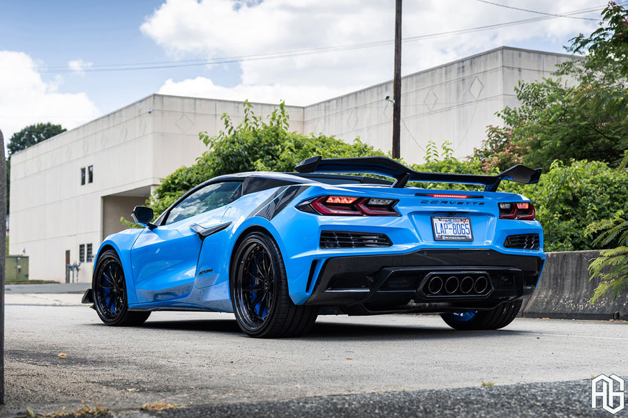 Chevrolet Corvette C8 Z06 on AG Luxury AGL84 forged wheels in gloss black finish - view 2