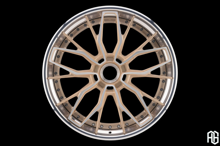 AG Luxury AGL86 brushed champagne duo-block forged wheel