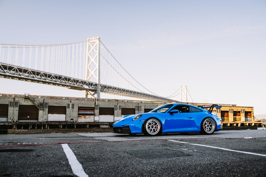 Porsche 911 992 GT3 on AL13 C007R forged wheels in Brushed Gloss / Polished Gloss finish