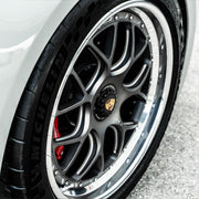 Porsche 911 992 GTS on AL13 C007R forged wheels in Satin Polished Shadow Grey / Polished Gloss finish