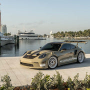 Porsche 911 992 GT3 RS on AL13 C008T forged wheels in Gloss Tesora White finish