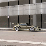 Porsche 911 992 GT3 RS on AL13 C008T forged wheels in Gloss Tesora White finish